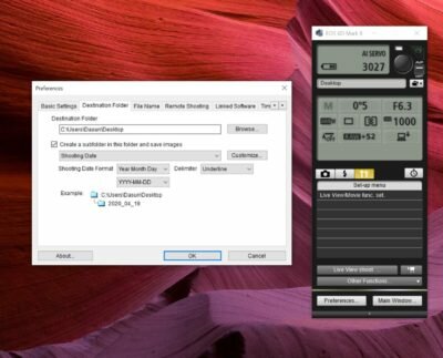 EOS Utility Destination Folder Settings