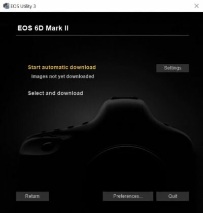 EOS Utility Download Screen