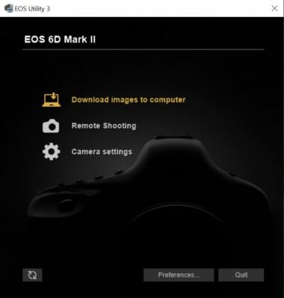 EOS Utility Home Screen