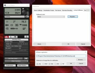 EOS Utility - Remote Shooting - Linked Software