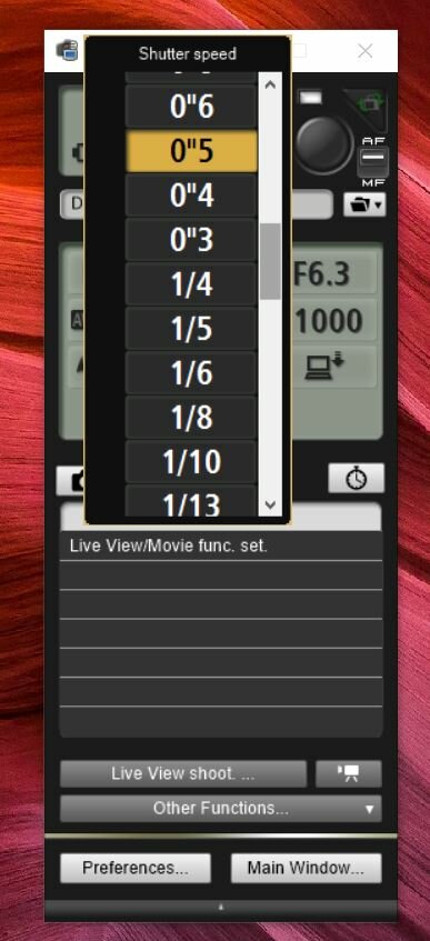 EOS Utility - Remote Shooting Shutter